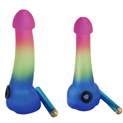 Glass Rainbow Penis Pipe