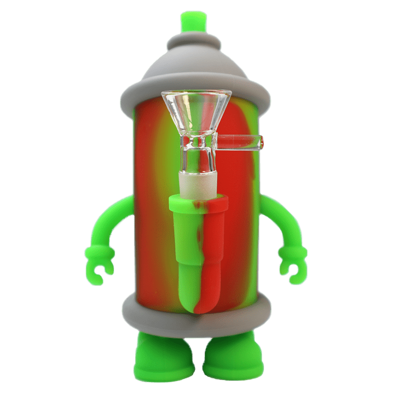 Graffiti Spray Paint Can - 6″ Colorful Silicone Pipe with 14mm Glass Bowl