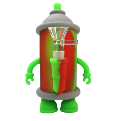 Graffiti Spray Paint Can - 6″ Colorful Silicone Pipe with 14mm Glass Bowl
