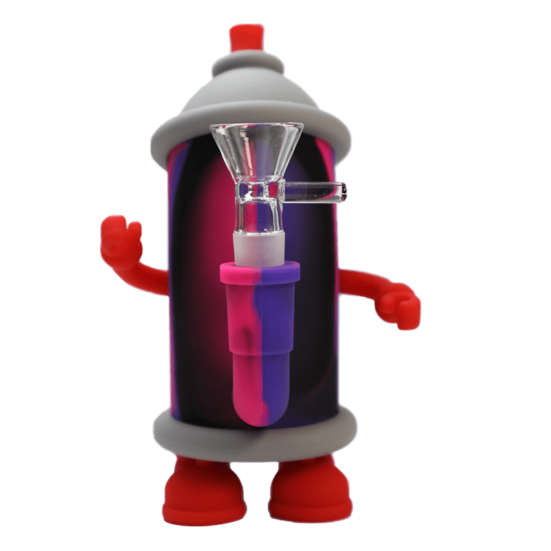 Graffiti Spray Paint Can - 6″ Colorful Silicone Pipe with 14mm Glass Bowl