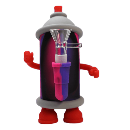 Graffiti Spray Paint Can - 6″ Colorful Silicone Pipe with 14mm Glass Bowl
