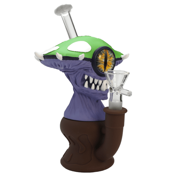 Vinyl Mushroom Monster Water Pipe with 14mm Glass Bowl