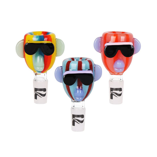 9CT DISPLAY - Pulsar Chill Rainbow Monkey Glass Herb Slide - 14mm M / Assorted Colors