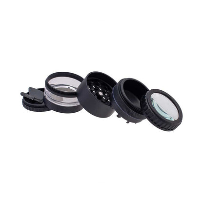 GRINDER WITH MAGNIFYING LID
