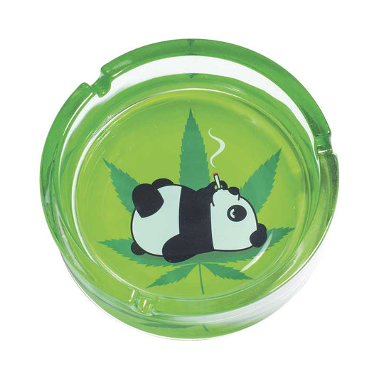 TOKING PANDA LEAF GLASS ASHTRAY