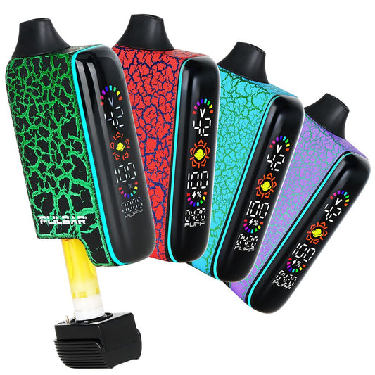 8CT DISPLAY - Pulsar 510 DL 5.0 LCD Screen Vape Bar Crackle Series - 1000mAh / Assorted Colors