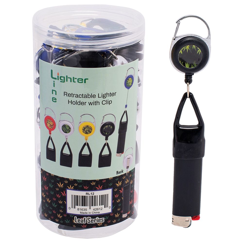 30ct "Lighter Lines" Retractable Lighter Holders w/ Clip - Leaf Series | Display