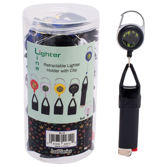 30ct "Lighter Lines" Retractable Lighter Holders w/ Clip - Leaf Series | Display