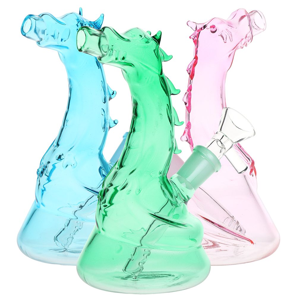 Puff the Magic Dragon Glass Water Pipe - 6" / 14mm F / Colors Vary