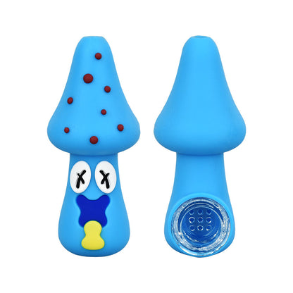 Spacey Facey Mushroom Silicone Hand Pipe - 3" / 12 Pcs