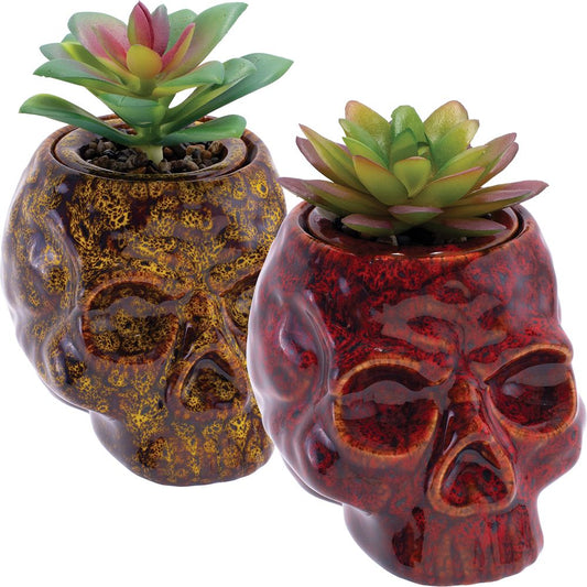 Fujima Skull Planter Reactive Glaze Ceramic Stash Jar | 4.5"
