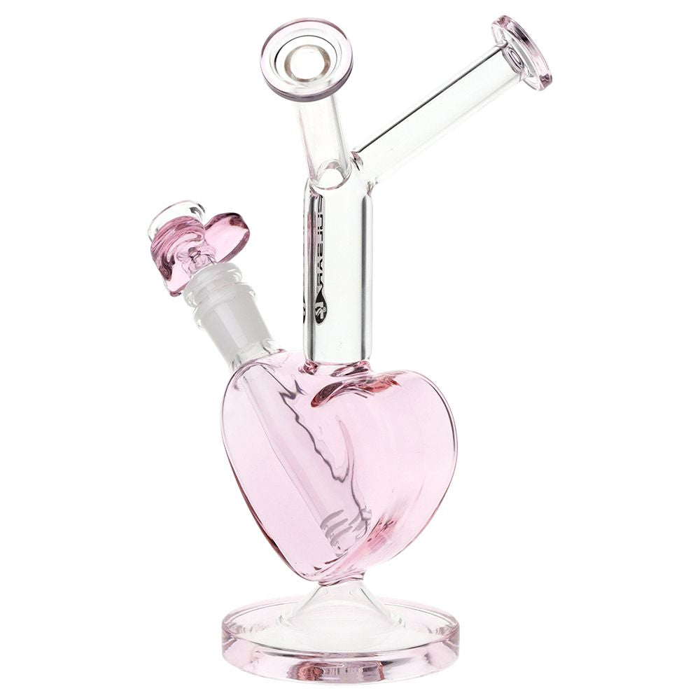 Pulsar Double Kiss Heart Glass Water Pipe - 11" / 14mm F