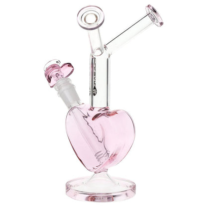Pulsar Double Kiss Heart Glass Water Pipe - 11" / 14mm F