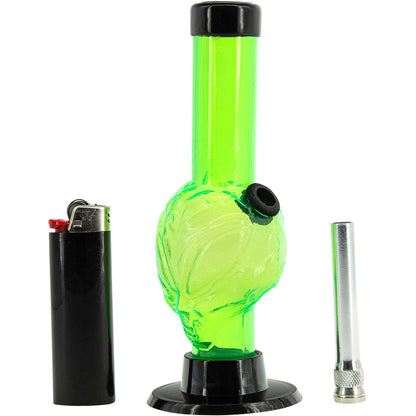Mini Skull Acrylic Bong - 6" Tall - Multiple Colors