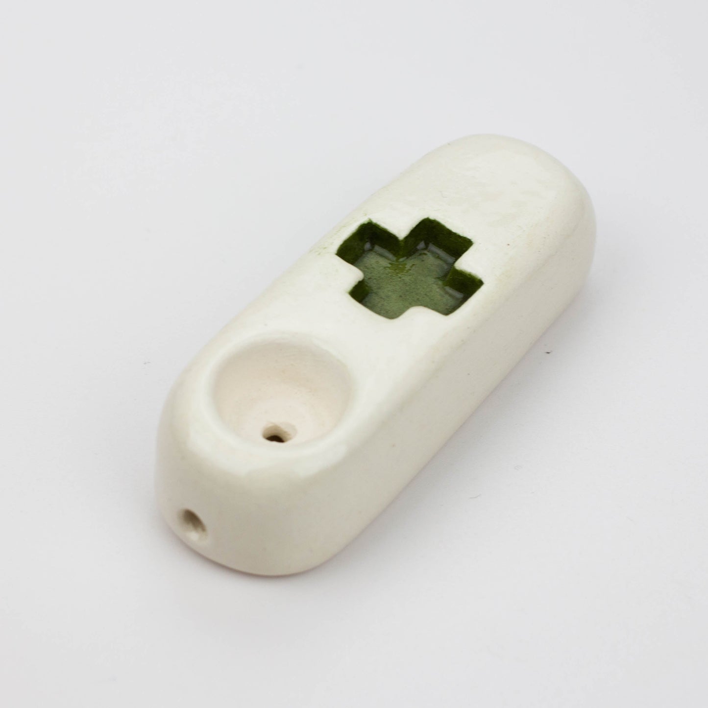 Handmade Ceramic Smoking Pipe [Green Cross]