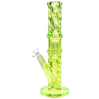 Translucent Twisty Jellyfish Perc Straight Glass Water Pipe | 13.75"