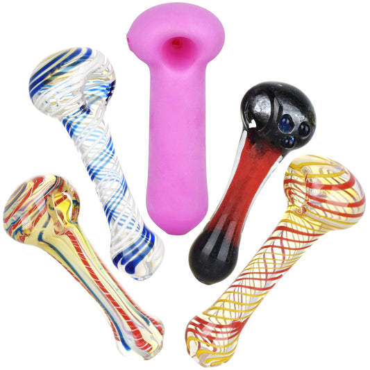 Eccentric Glass Spoon Pipes - 4.75" - 5.25" 20ct