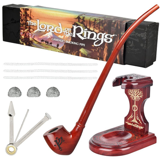 Pulsar Shire Pipes x LoTR GANDALF Pipe & MIDDLE-EARTH Pipe Stand Bundle - 12.5"