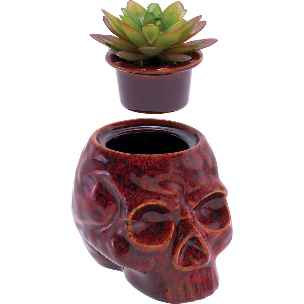 Fujima Skull Planter Reactive Glaze Ceramic Stash Jar | 4.5"