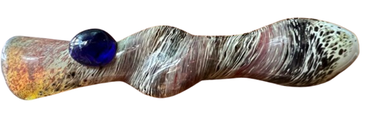 Decorative Silver Fumed Frit Twisted 3.5" Glass Chillum Hand Pipe