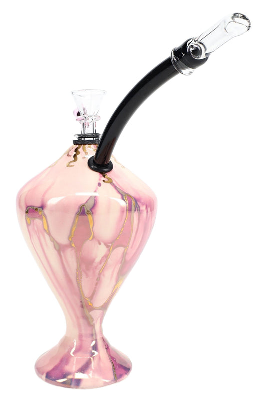 Wheel-thrown Gold-Vein Ceramic 6" Hookette ~ Ancient Creations Water Pipe