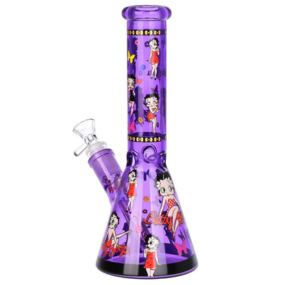 Betsy Beep Neon Beaker Glass Water Pipe - 10" / 14mm F / Colors Vary