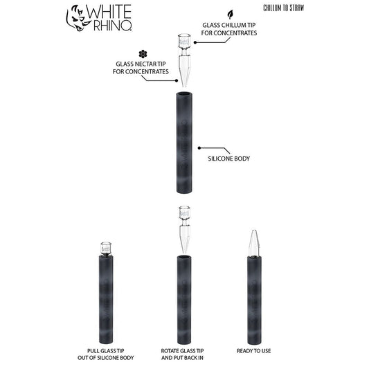 White Rhino Pyrex Chillum To Straw - 5" / 25ct