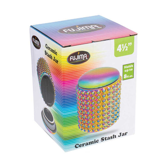 LARGE DOTTED CERAMIC STASH JAR - SPECTRUM