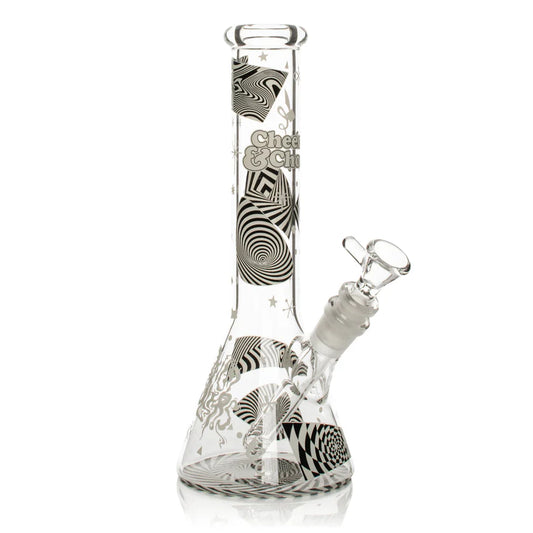 Cheech & Chong® Glass | 10" Optical Illusion Glow-in-the-Dark Water Pipe [CC172]