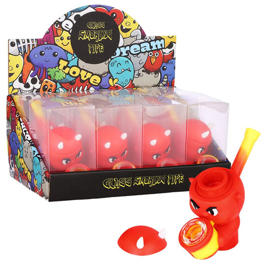 8CT DISPLAY - Little Devil Secret Stash Silicone Hand Pipe - 4"