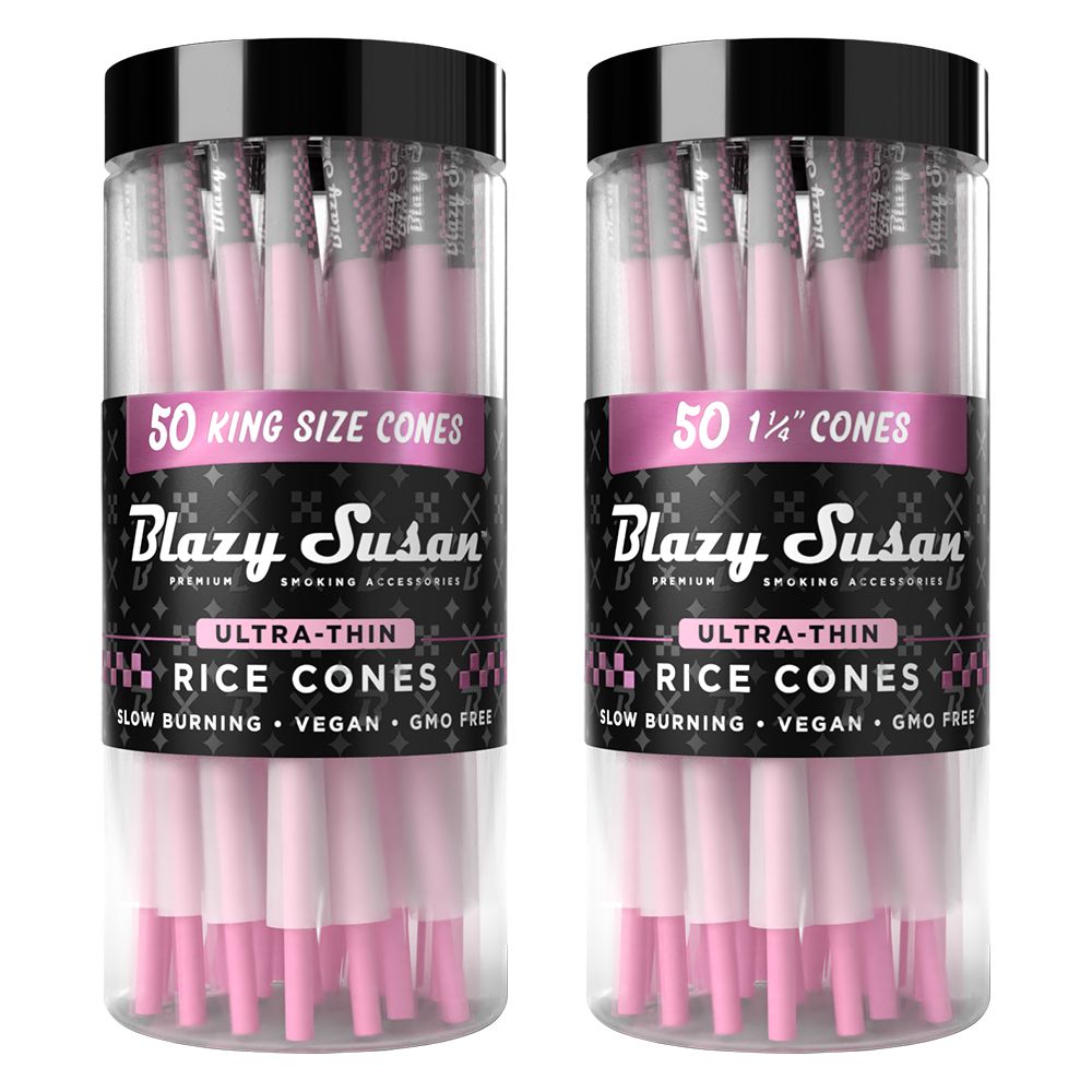 Blazy Susan Ultra Thin Rice Pre-Rolled Cones | 50ct Jar