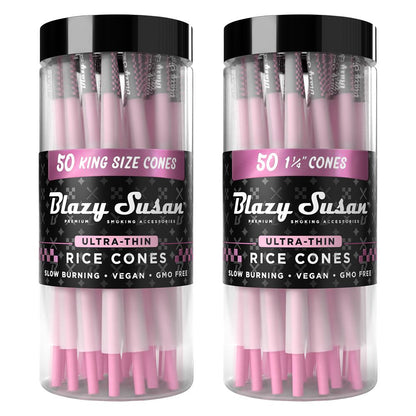 Blazy Susan Ultra Thin Rice Pre-Rolled Cones | 50ct Jar