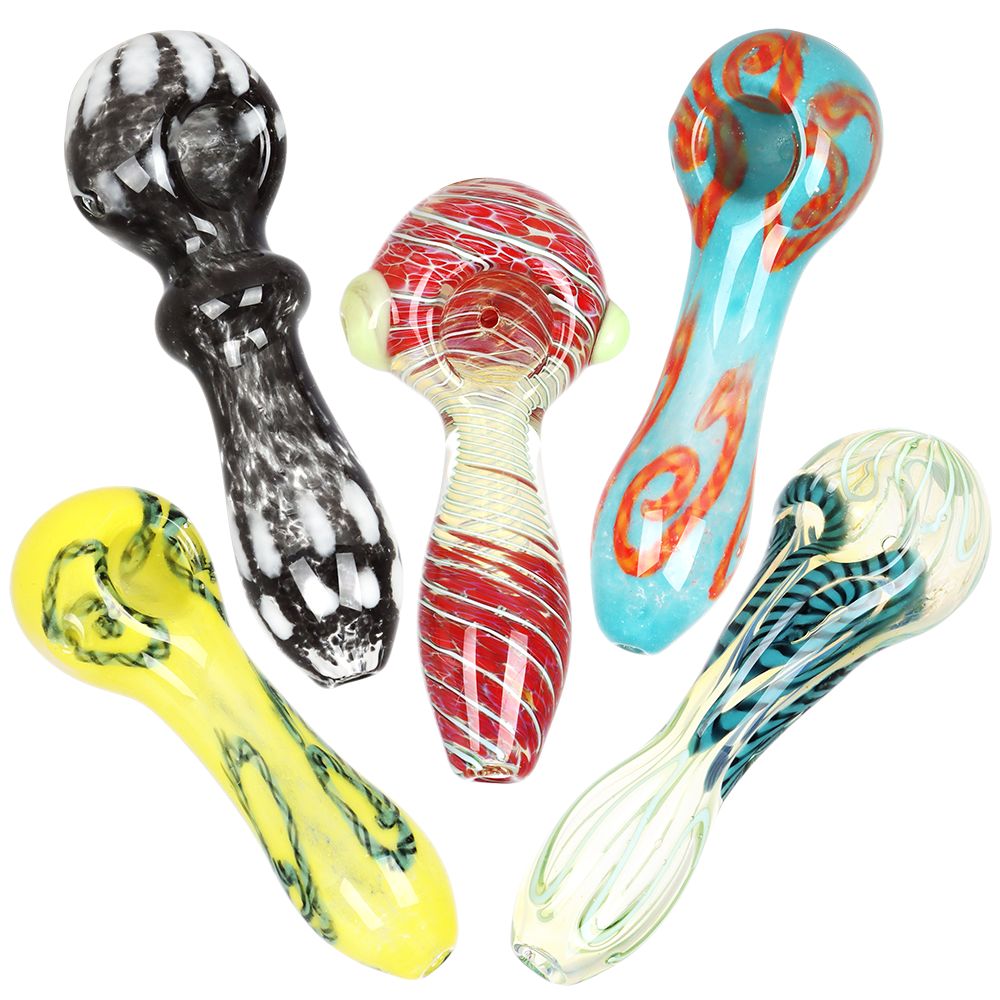 20ct Assorted Deluxe 4" Glass Spoon Pipe | Display Bundle