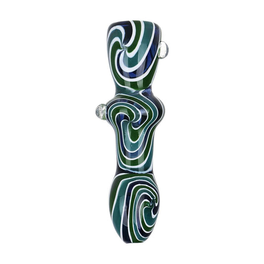 Hypnotist Triplets Wig Wag Swirls Glass Chillum - 4"