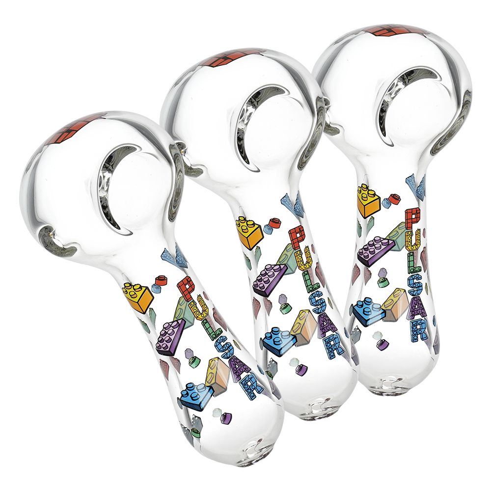 Pulsar Building Blocks Glass Spoon Pipe - 4.5" 3ct