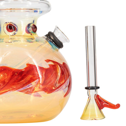 LA Pipes Time Traveler Silver Fumed Pull-Stem Bubble Bong 8"