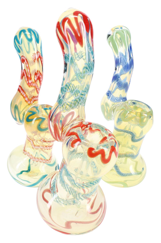 Color-Changing Striped Glass Sherlock Bubbler “Stripe Shift” – 5½″ – Assorted Colors
