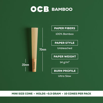 OCB Unbleached Bamboo Pre-Rolled Cones | 24pk Display