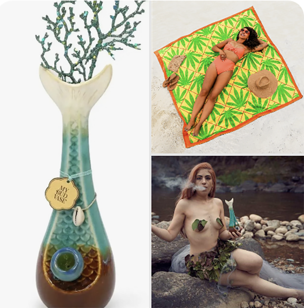 Mermaid Moment Bundle - Mermaid vase bong with beach towel