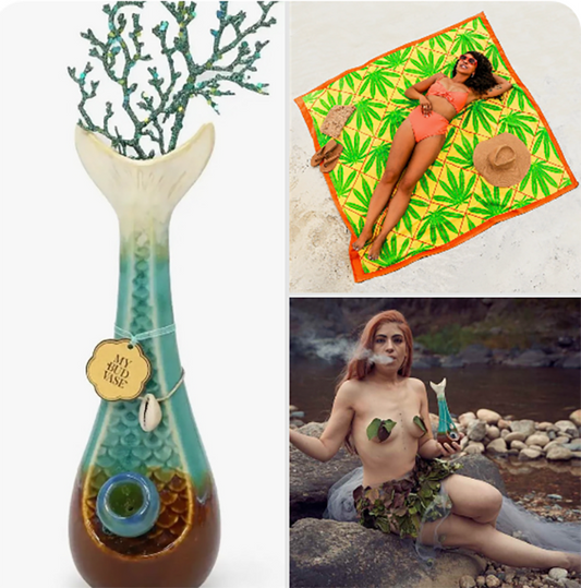 Mermaid Moment Bundle - Mermaid vase bong with beach towel