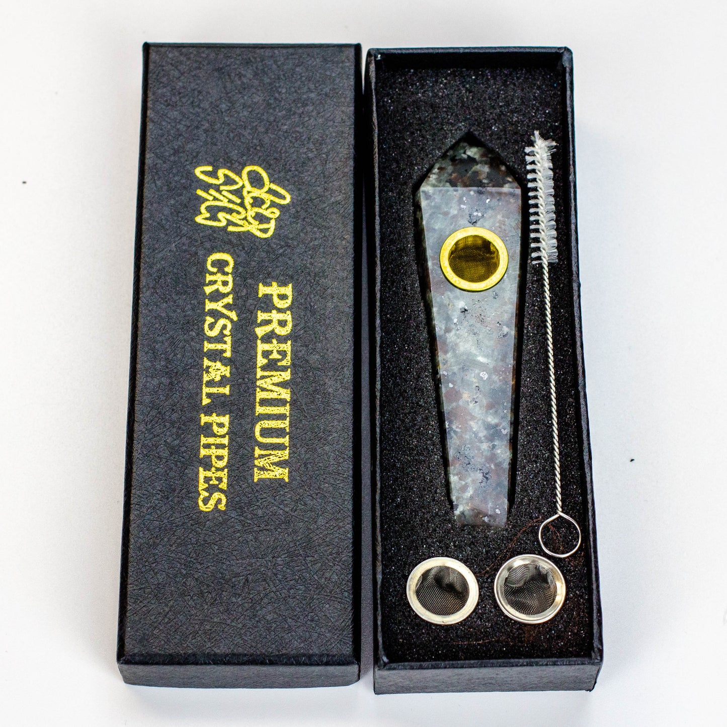 Acid Secs - Black light Natural Fire Stone Smoking Pipe with choke hole