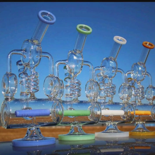 12.5" Desert Robot | Glass Recycler-style w/ Inline Percolator & Spring Body