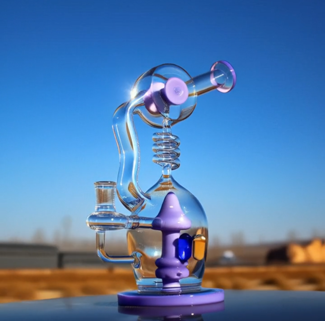 11" Desert Robot | Glass Spiral Mushroom Recycler-style w/ Circ Percolator