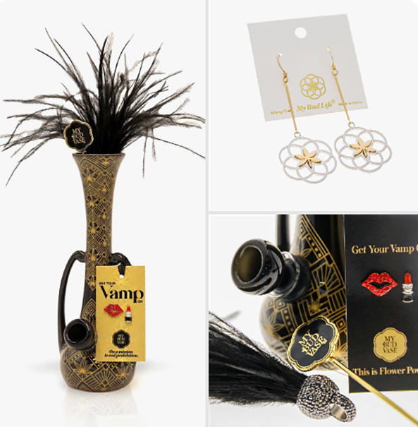 Vamp Energy Bundle - art deco bong with matching earrings